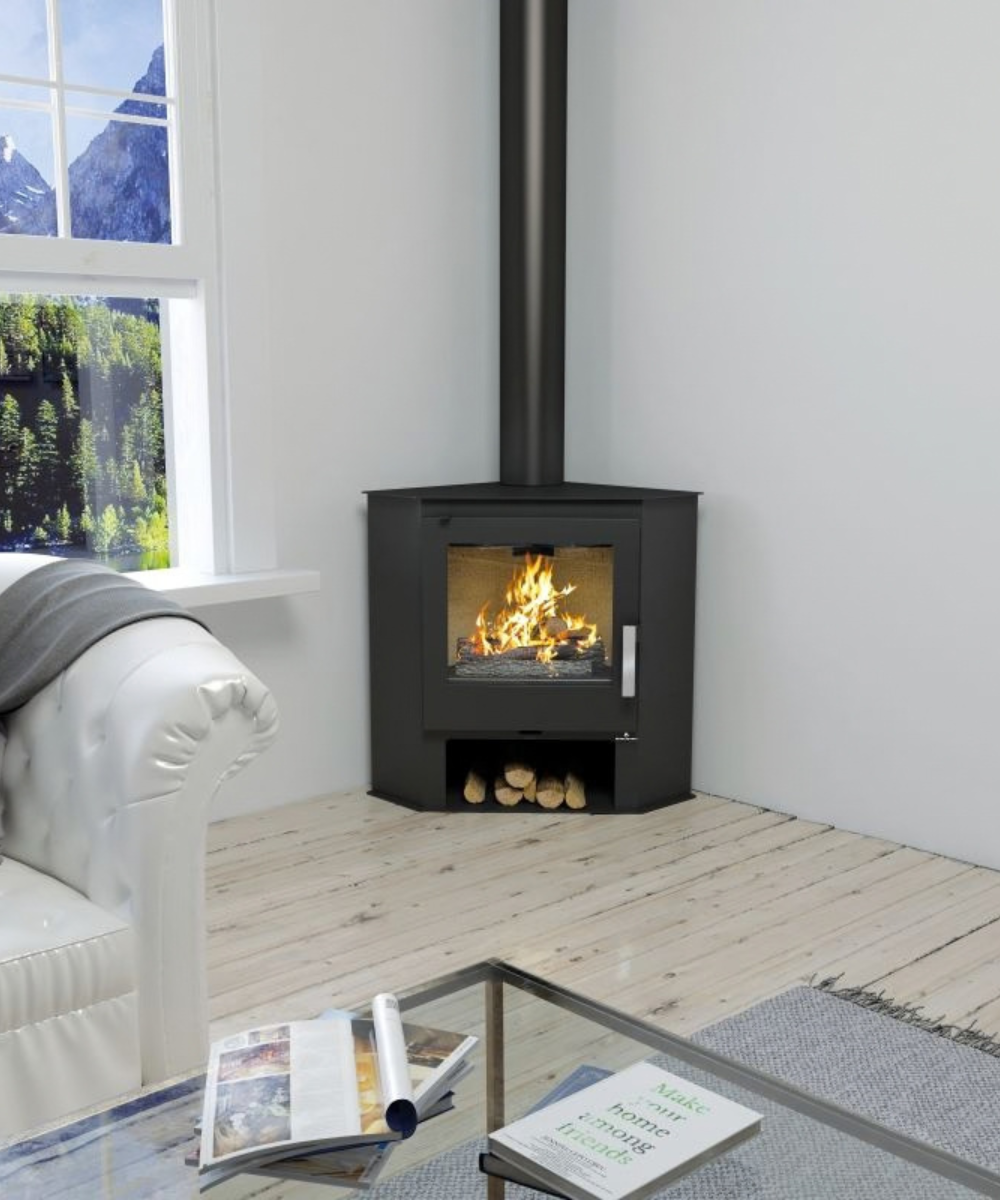 Poêle à bois d’angle BRONPI Lerma 9 kW vue de face