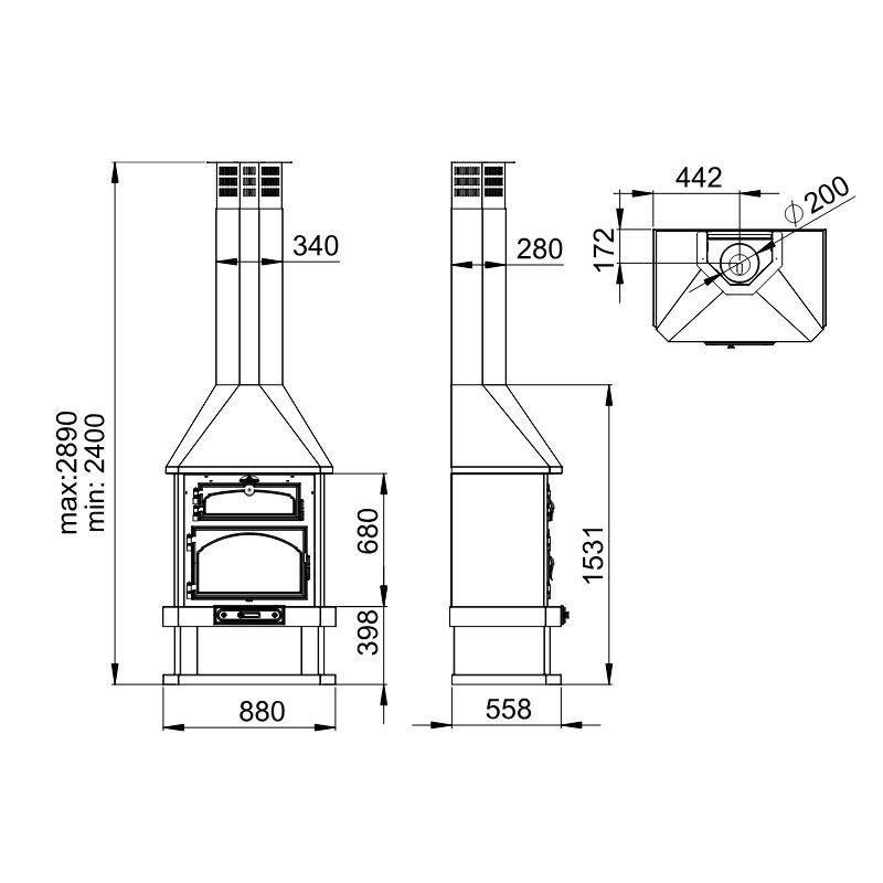 Cheminée avec four BRONPI Ebro – 15 kW – Image 2